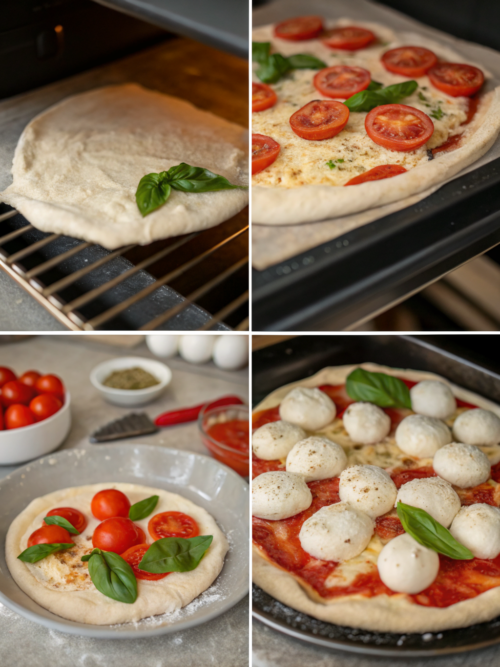 Margherita Pizza preparing steps