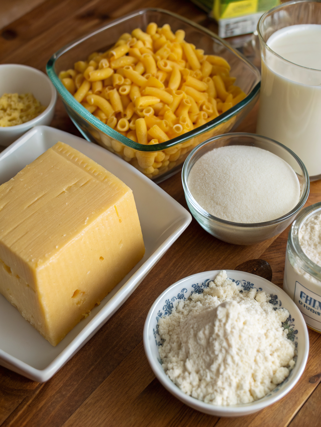 Homemade Mac and Cheese ingredients