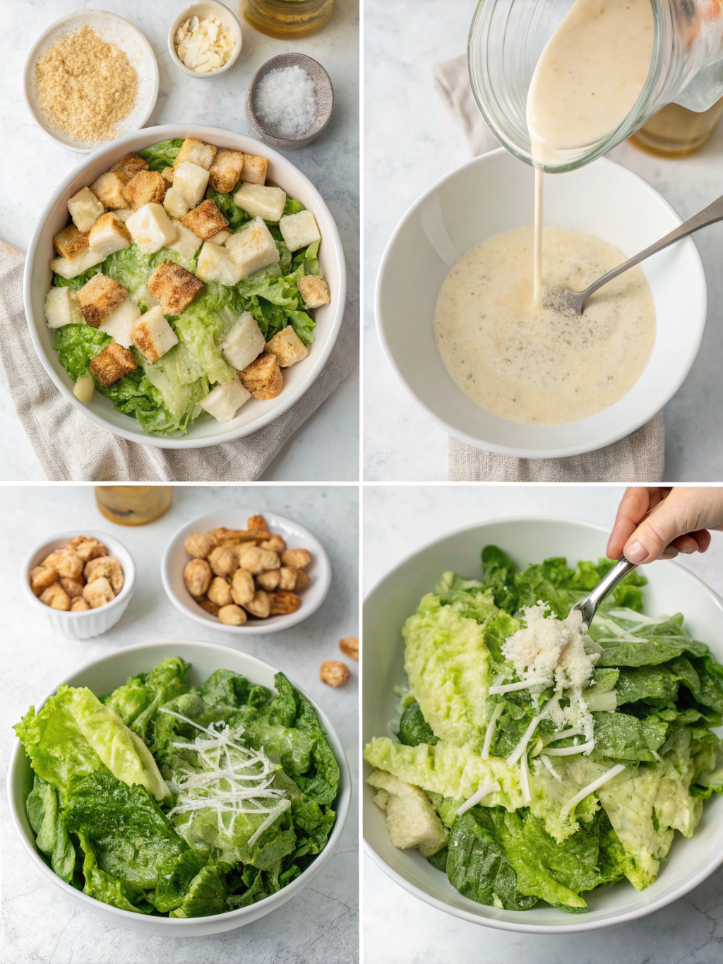 Caesar Salad Recipe preparing steps