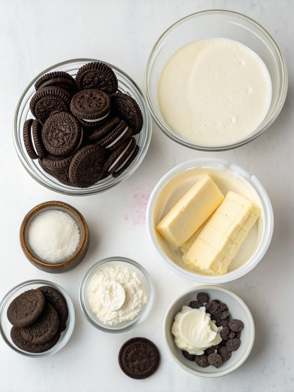 No-Bake Oreo Cheesecake ingredients