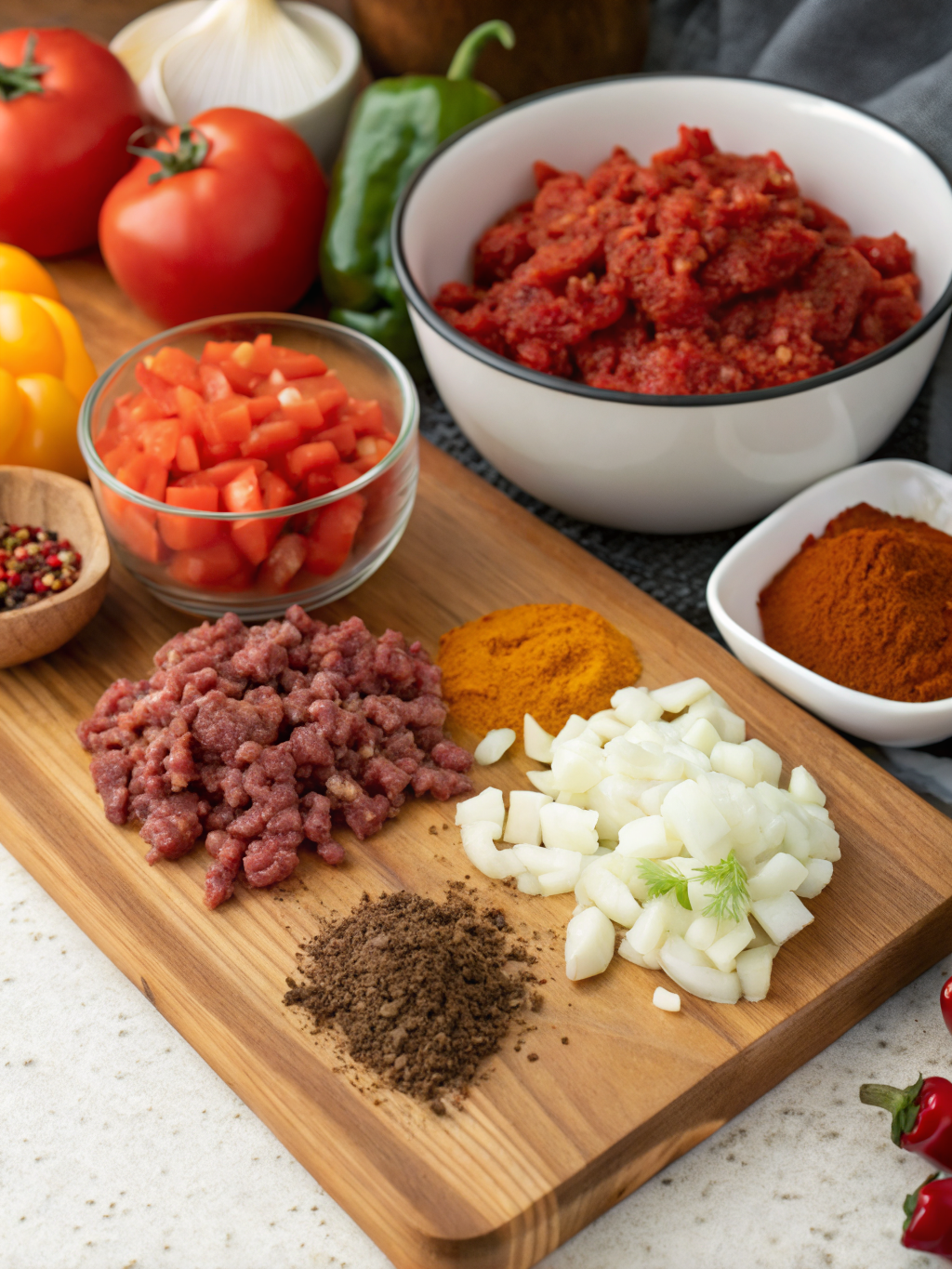 Homemade Chili ingredients